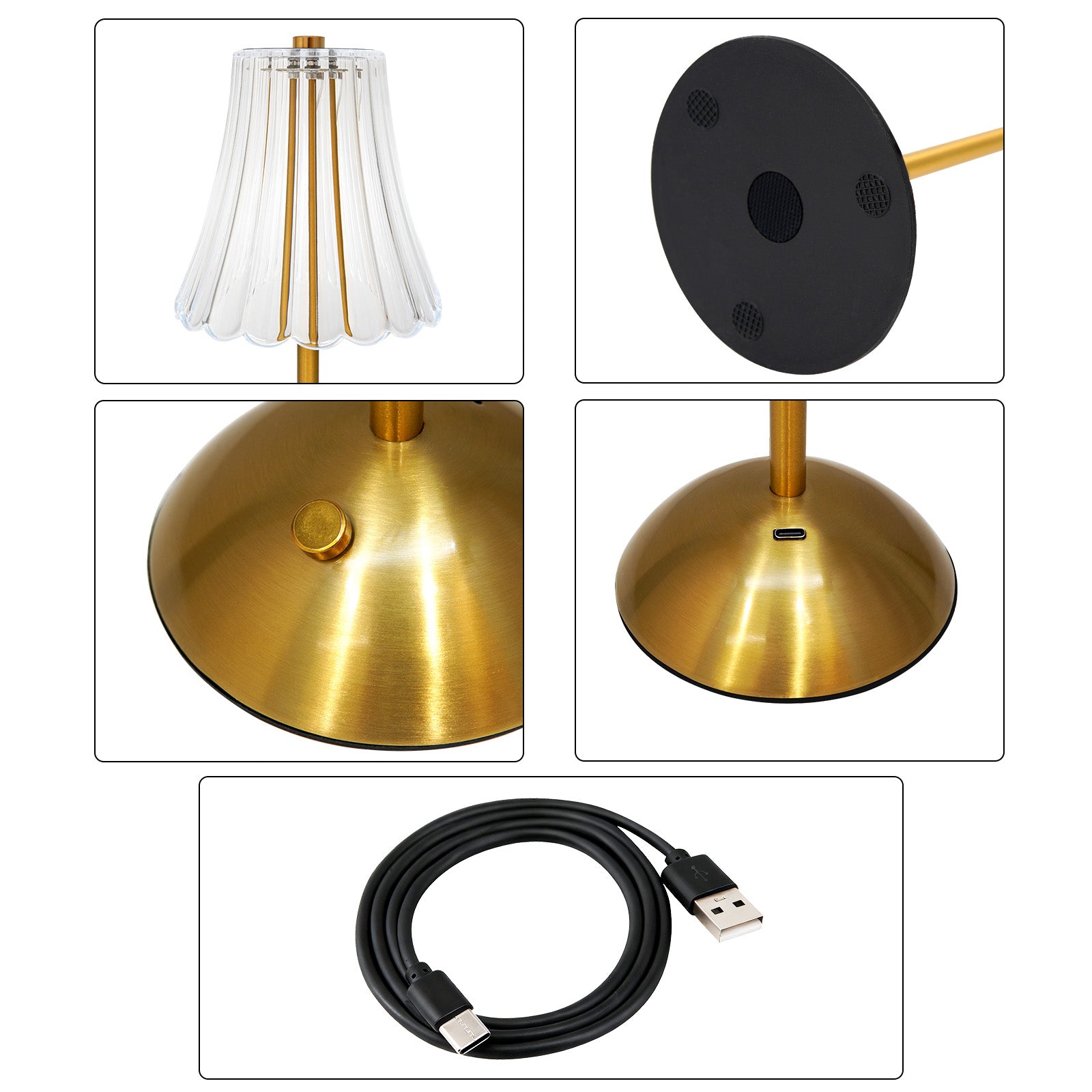 portable led desk lamp showing lamp body base and charging components