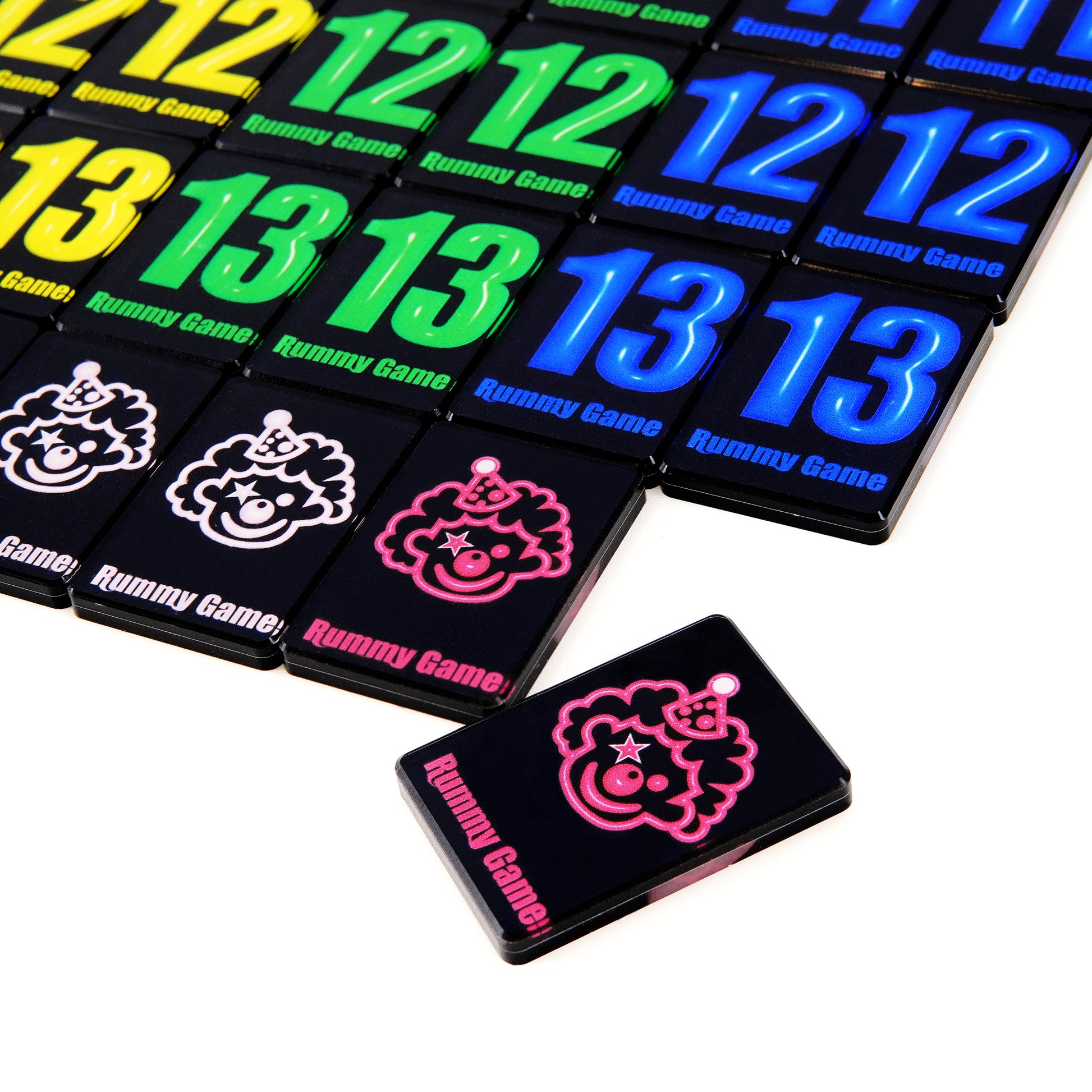 rummy tiles arranged on tile racks during gameplay