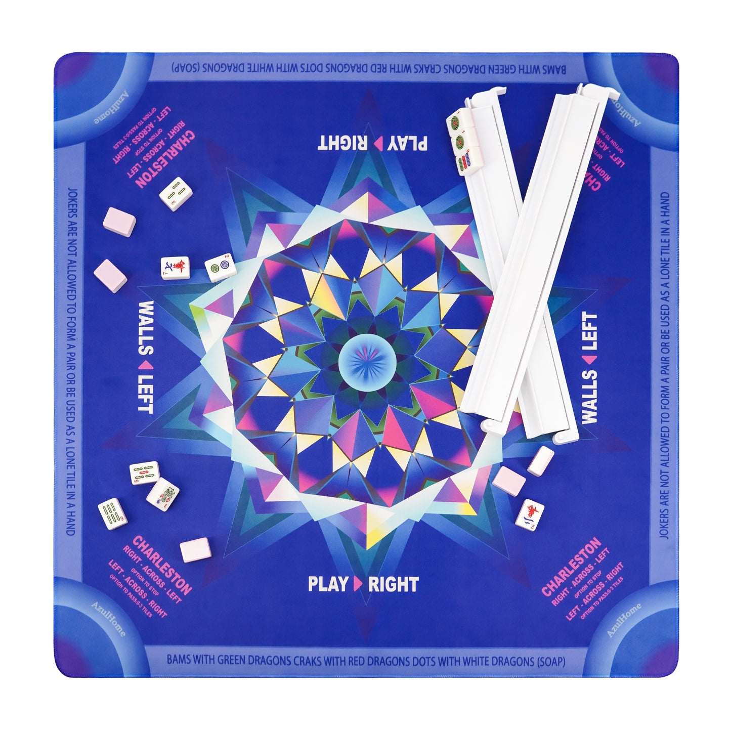 Stellar Mirage Mahjong Mat laid flat on table with non‑slip, noise‑reducing surface