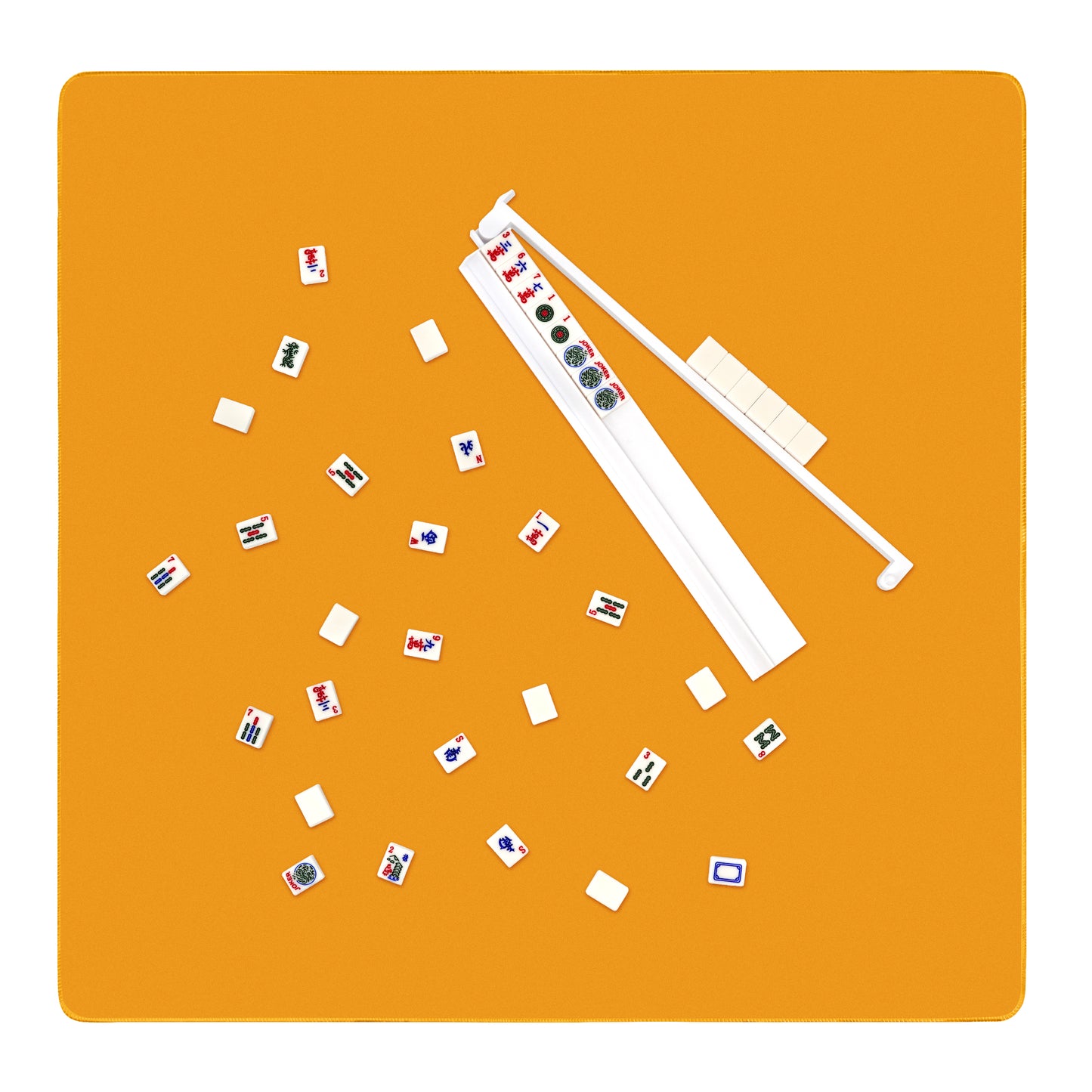 Sunset Orange Mahjong Mat with Mahjong tiles arranged for NMJL gameplay