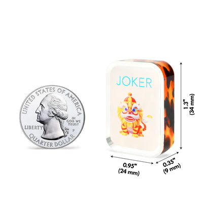 Tortoise shell mahjong tile size comparison with coin and product dimensions