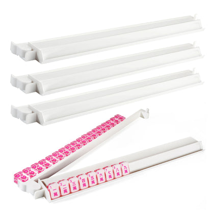 White acrylic Mahjong rack and pusher set shown from the front with smooth modern design