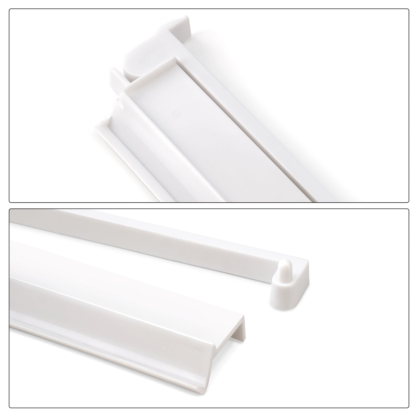 White acrylic Mahjong rack showing rubber‑protected corners to prevent table scratches